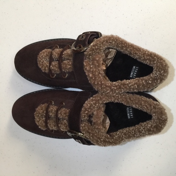 Stuart Weitzman Fur Lined Suede Shoe | Ankle Boot - Picture 8 of 16